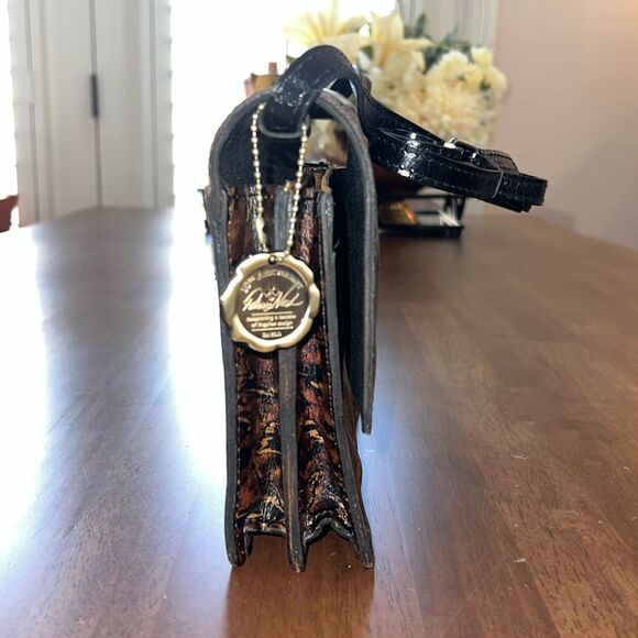 Patricia Nash Consilina Floret Leather Crossbody Bag Abstract Animal Print EUC - Picture 4 of 13